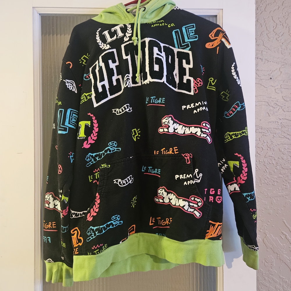 Le Tigre Multicolor Graphic Hoodie - Black and Green